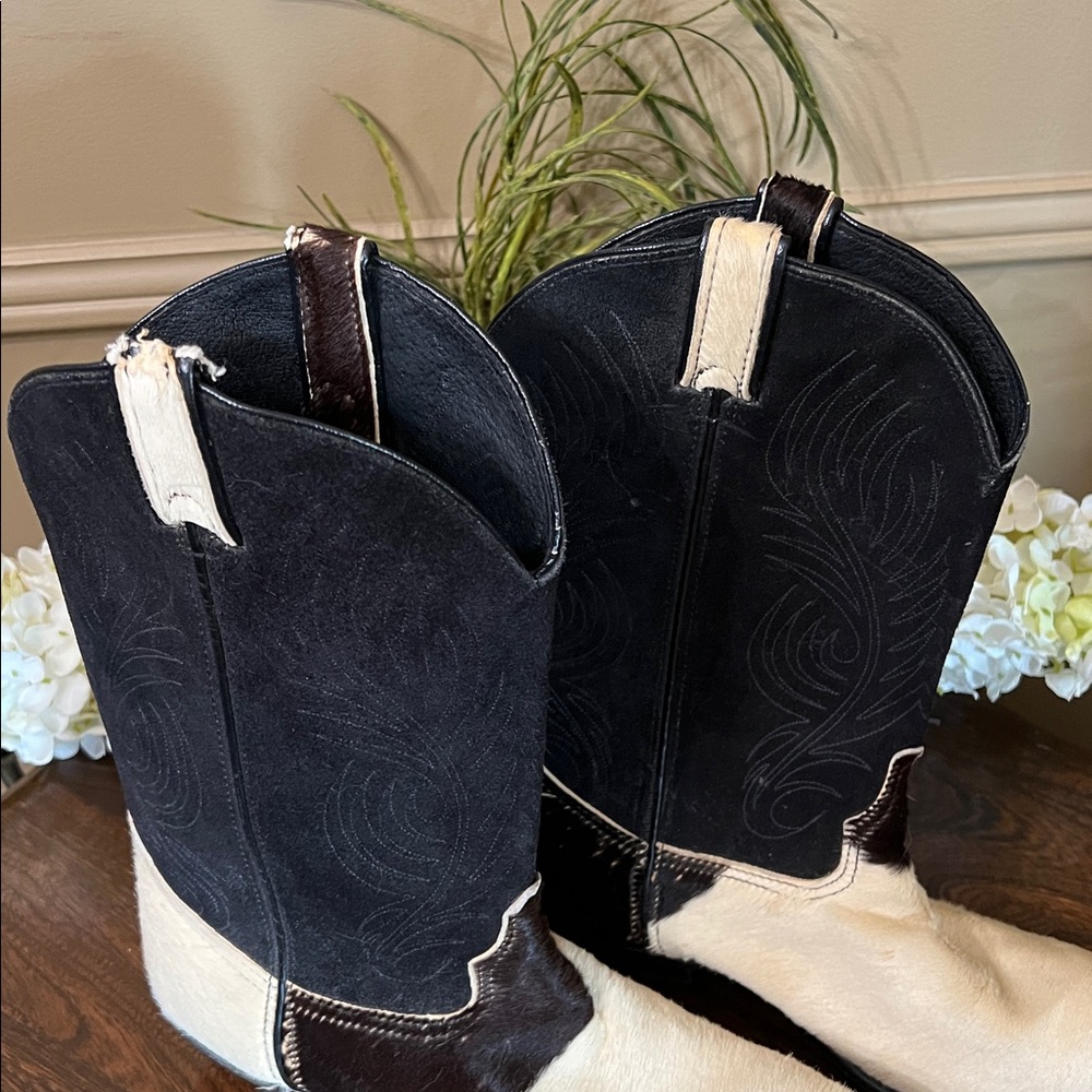 Vintage Code West Black and White  Leather Cowboy Boots Size 9 M - Picture 12 of 15